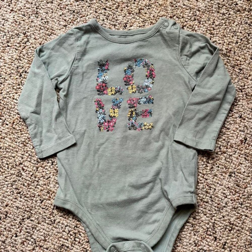 Garanimals green baby bodysuit with floral design